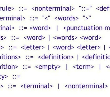 a snippet of a example BNF grammar